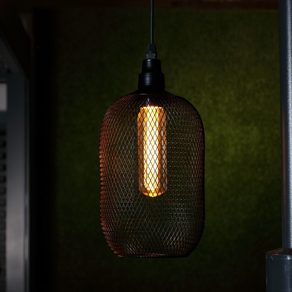 Black Mesh Pendant with Bulb