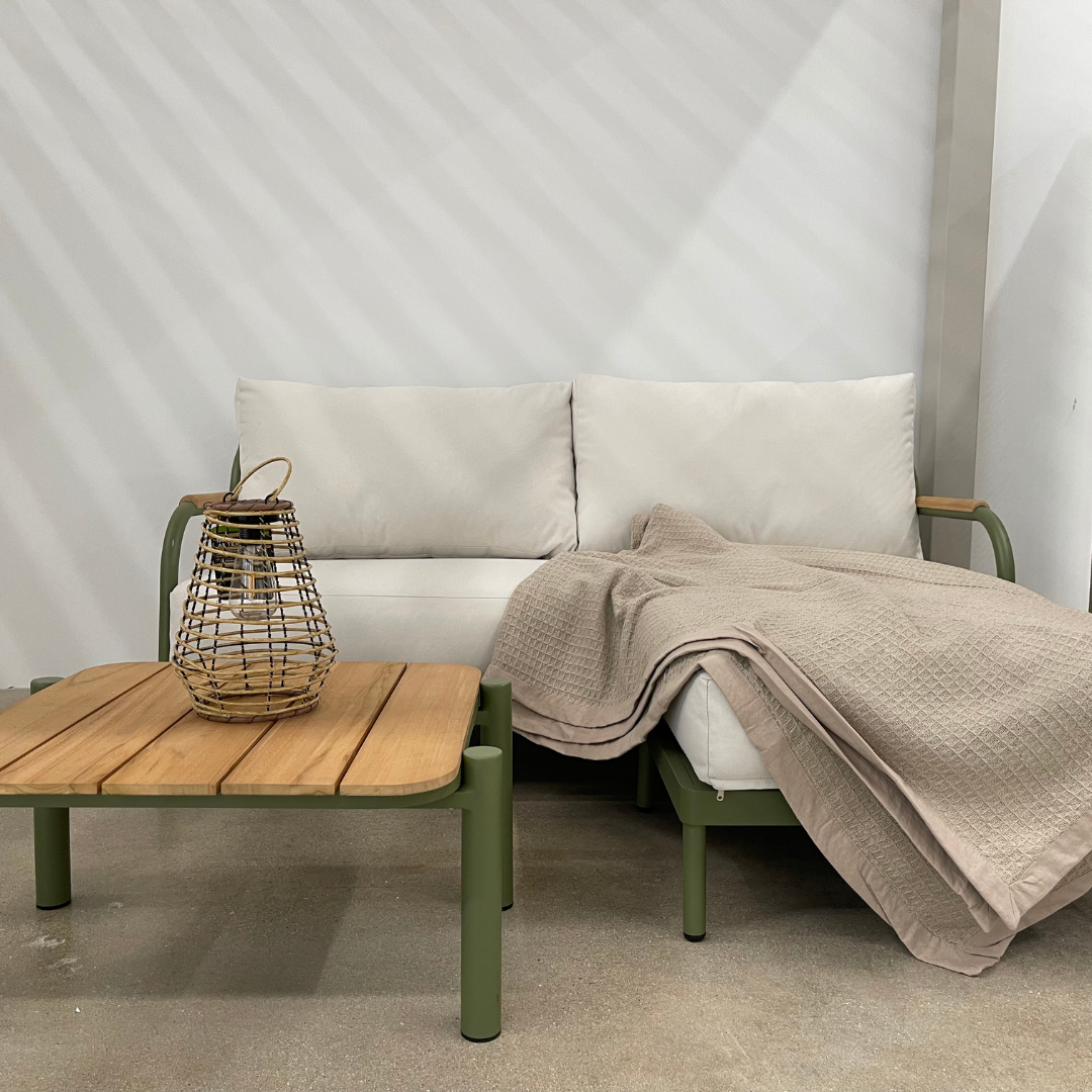Nova - Ashley 2.5 Seater Chaise Sofa Lounging Set with Square Coffee Table, Green