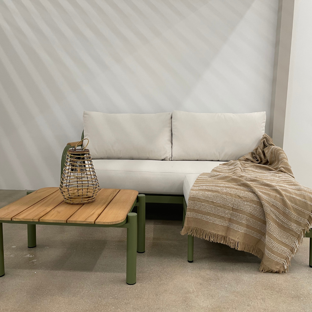 Nova - Ashley 2.5 Seater Chaise Sofa Lounging Set with Square Coffee Table, Green