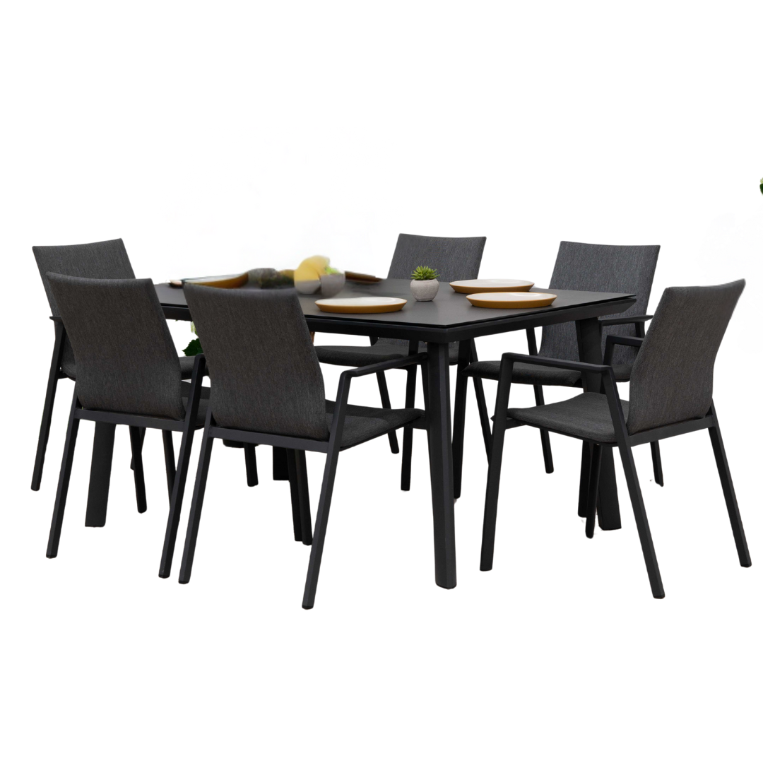 Nova - Phoenix 6 Seat Dining Set 1.5 x 1m Rectangular Table, Grey