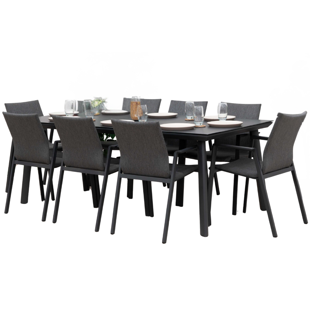 Nova - Phoenix 8 Seat Dining Set 2 x 1m Rectangular Table, Grey