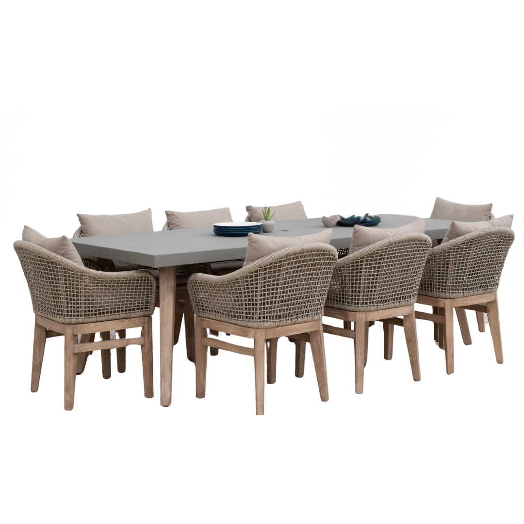 Nova - Summer 8 Seat Dining Set 2.4 x 1m Rectangular Table, Beige