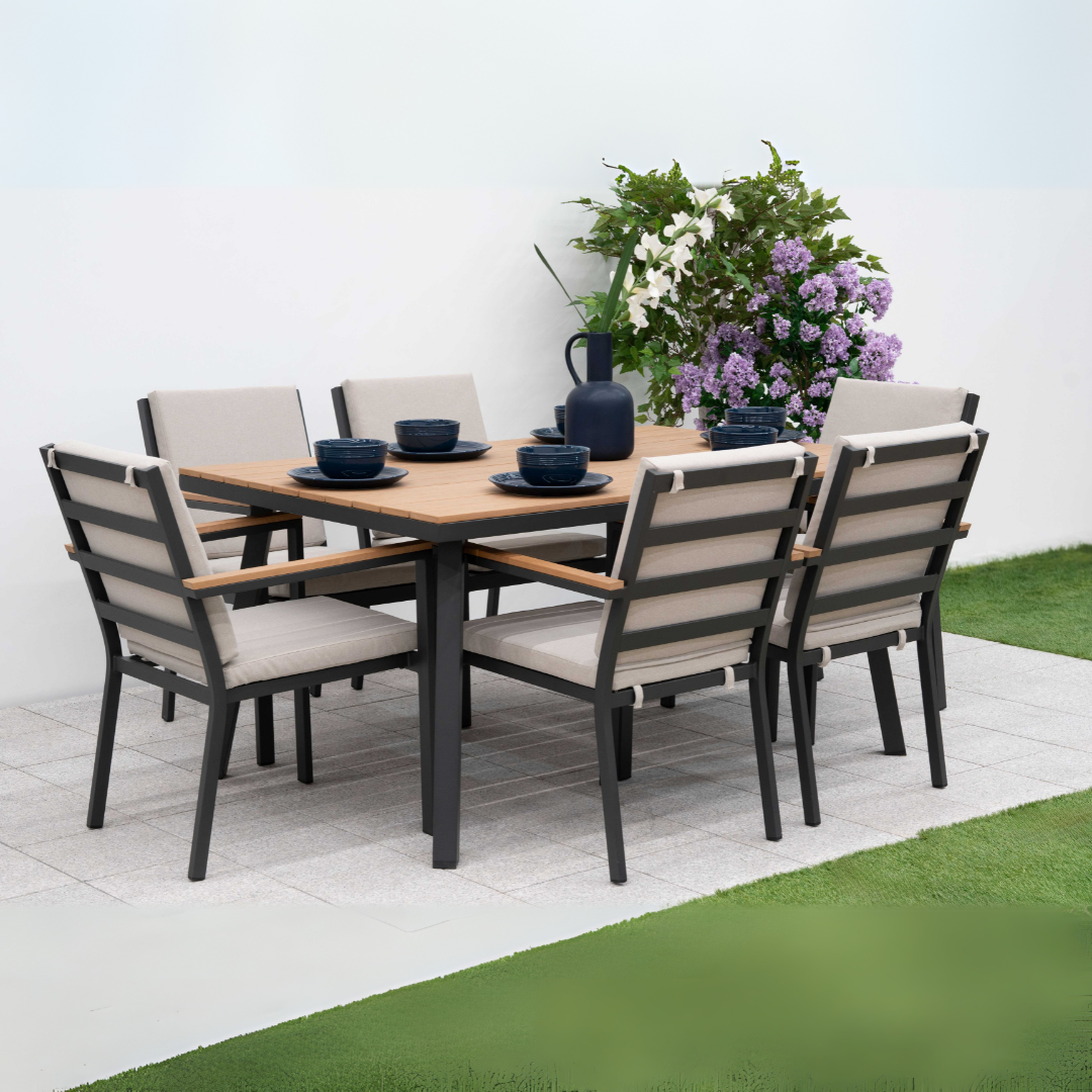 Nova - Heidi 6 Seat Dining Set, 1.5 x 1m Rectangular Table