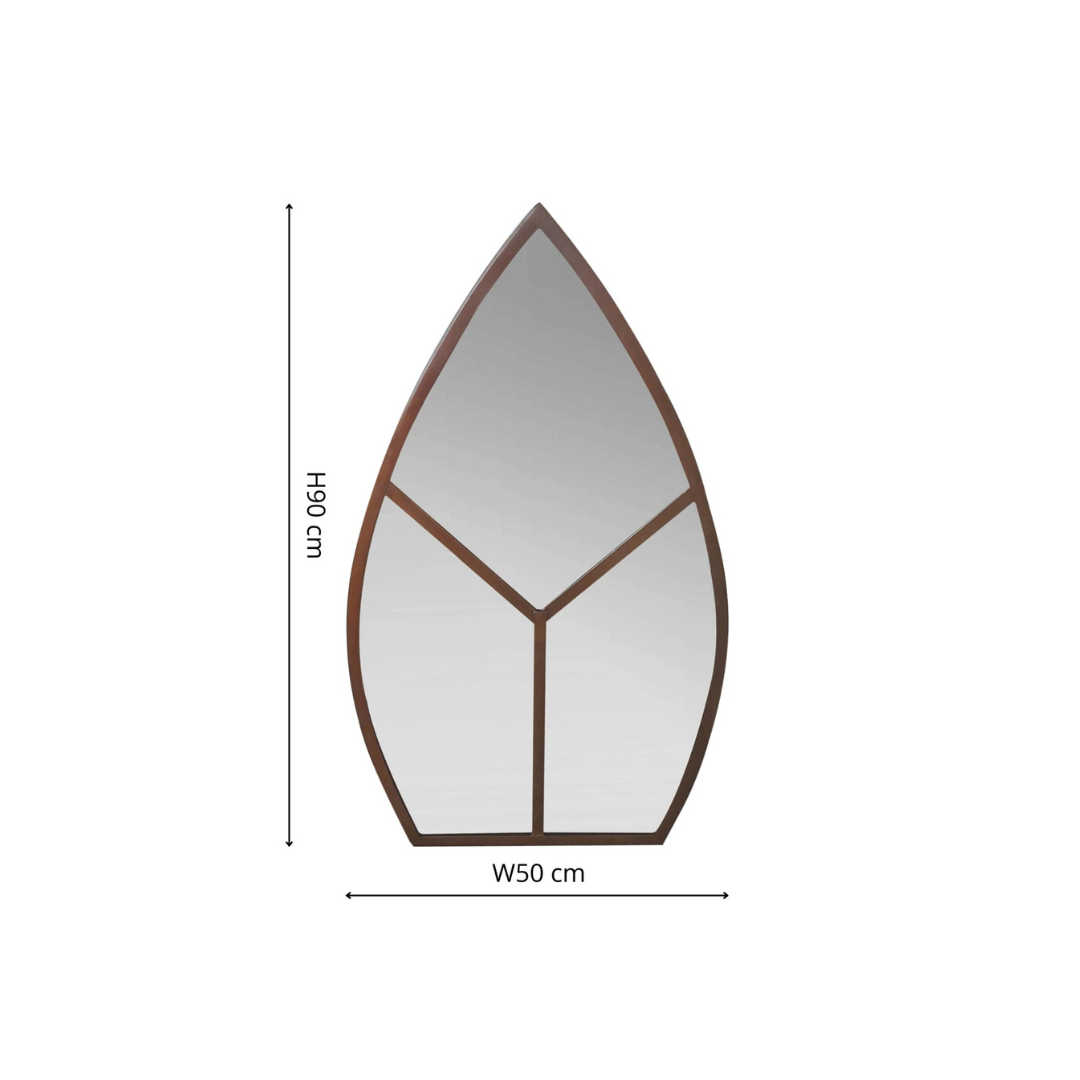 Leaf Arch Outdoor Mirror Natural Rust