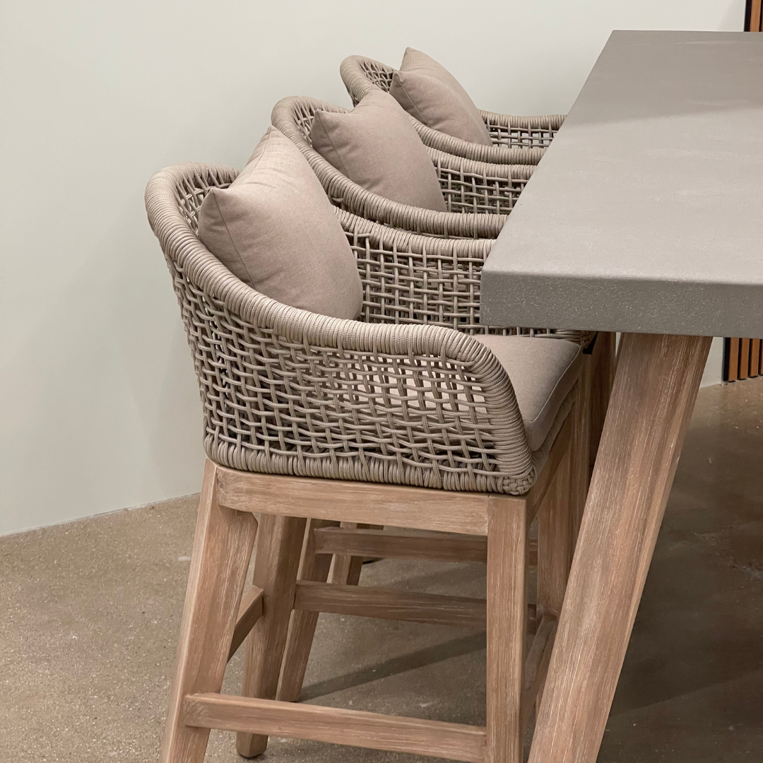 Nova - Summer 8 Seat High Dining Set, 2.4 x 1m Rectangular Table, Beige