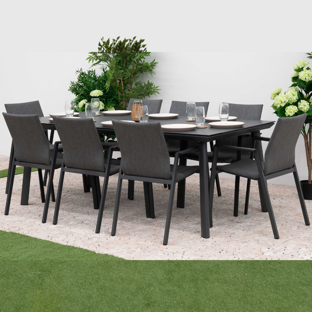 Nova - Phoenix 8 Seat Dining Set 2 x 1m Rectangular Table, Grey