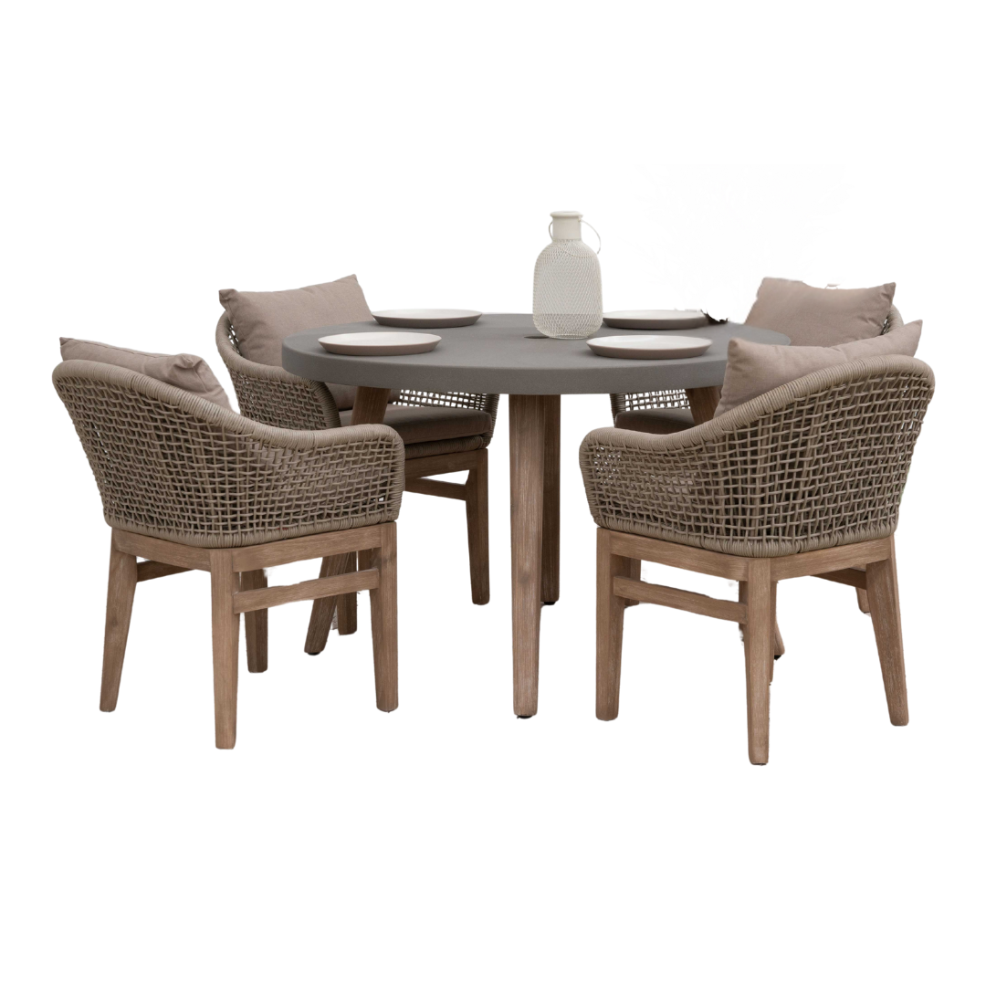 Nova - Summer 4 Seat Dining Set 1.2m Round Table, Beige