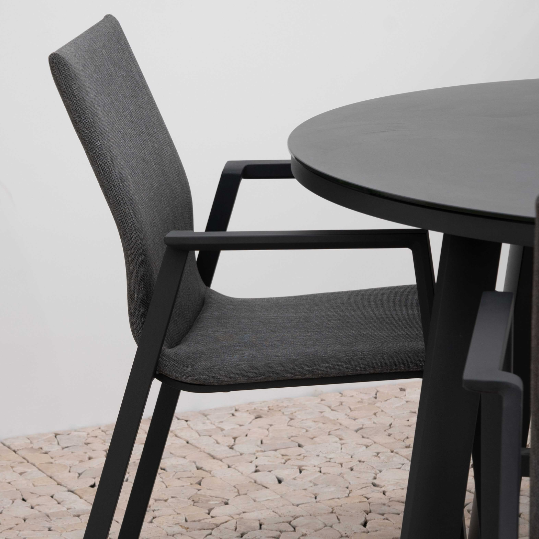 Nova - Phoenix 4 Seat Dining Set 1.2m Round Table, Grey
