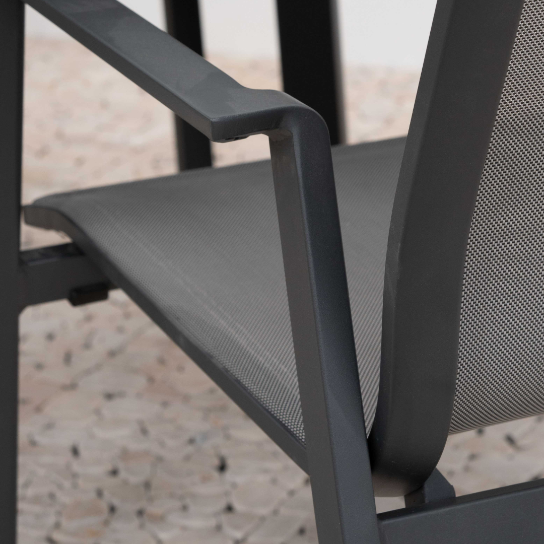 Nova - Zara 6 Seat Dining Set, 1.5m x 1 m Rectangular Table, Grey