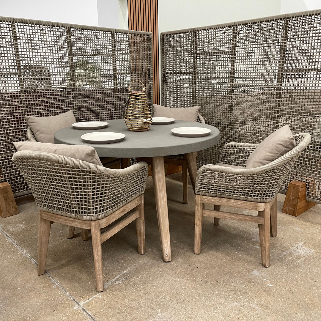Nova - Summer 4 Seat Dining Set 1.2m Round Table, Beige