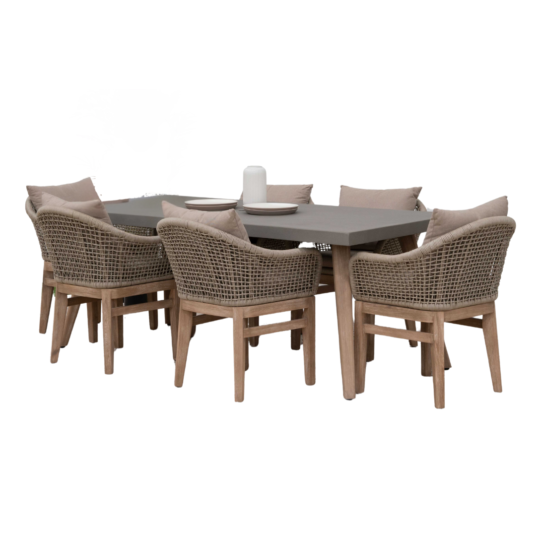 Nova - Summer 6 Seat Dining Set, 2 x 0.9m Rectangular Table, Beige