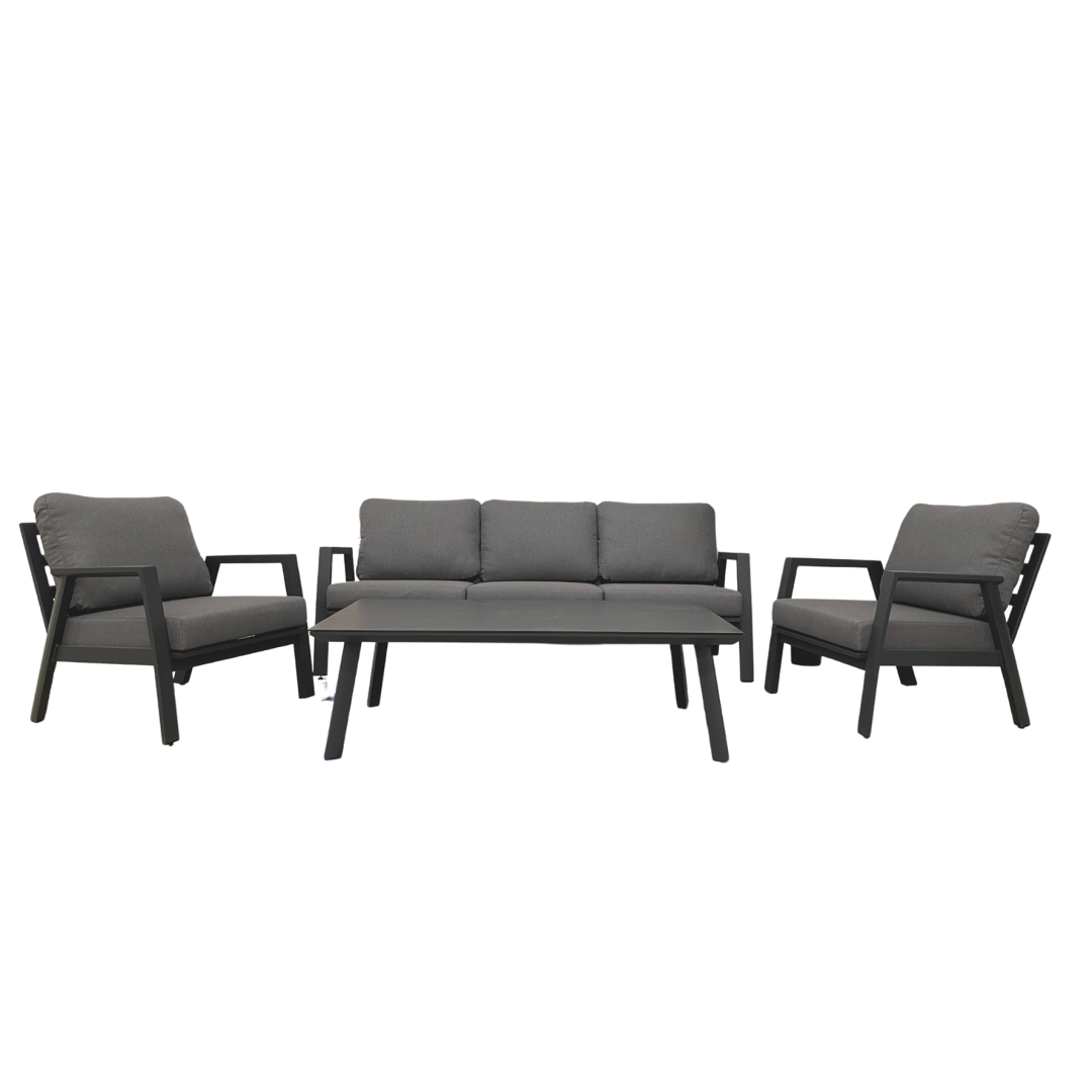 Nova - Phoenix 3 Seater Sofa Lounging Set with Rectangular Coffee Table, Grey