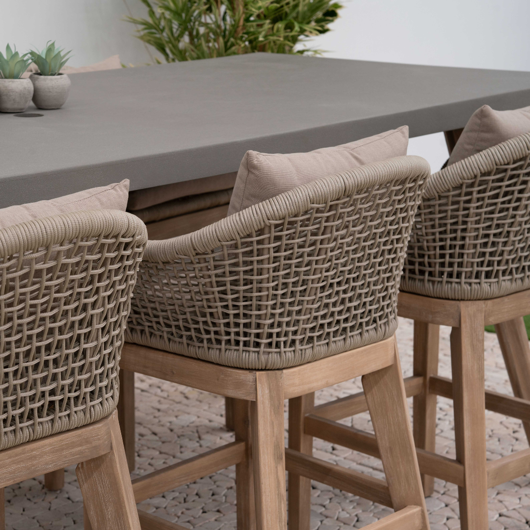 Nova - Summer 8 Seat High Dining Set, 2.4 x 1m Rectangular Table, Beige