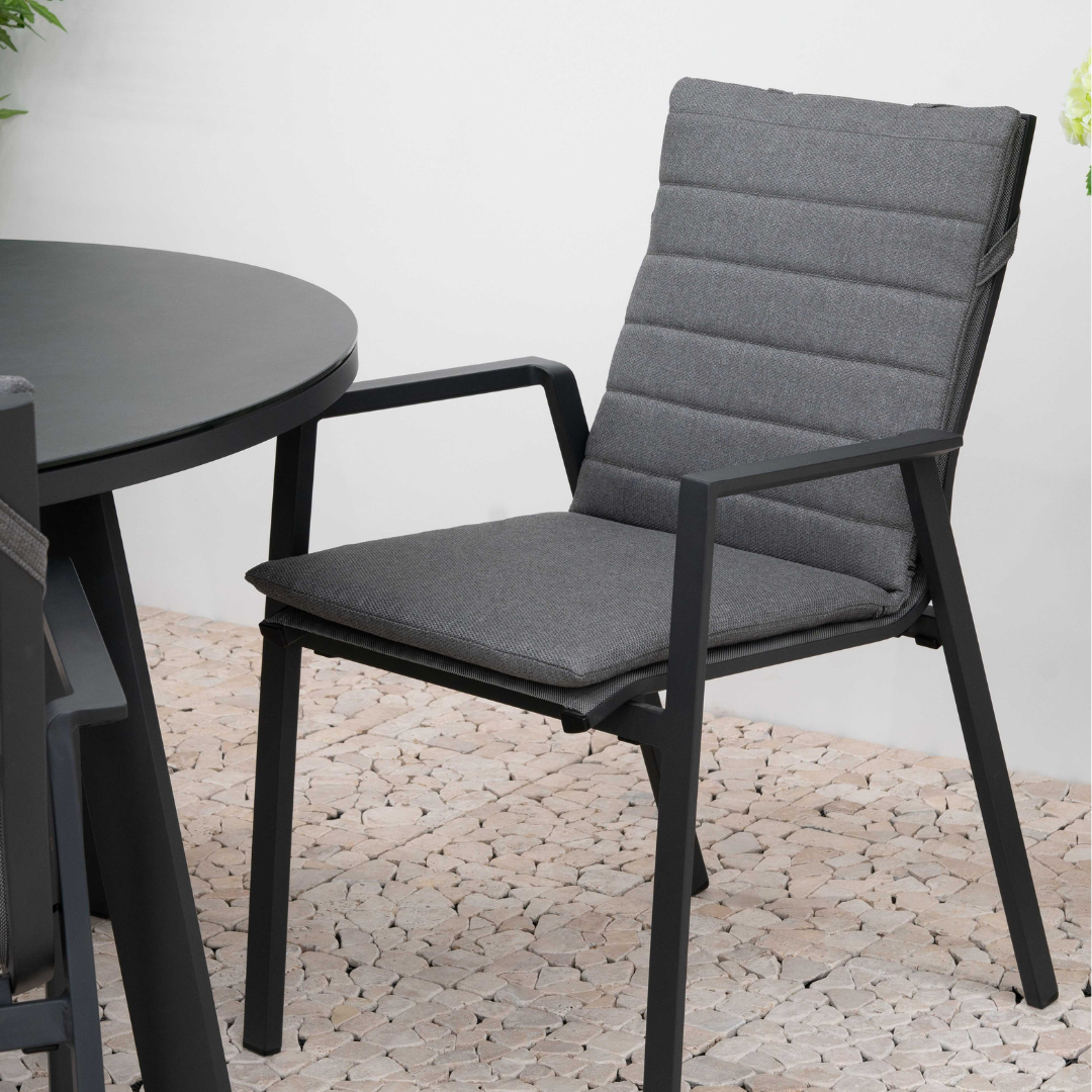 Nova - Zara 6 Seat Dining Set, 1.5m x 1 m Rectangular Table, Grey