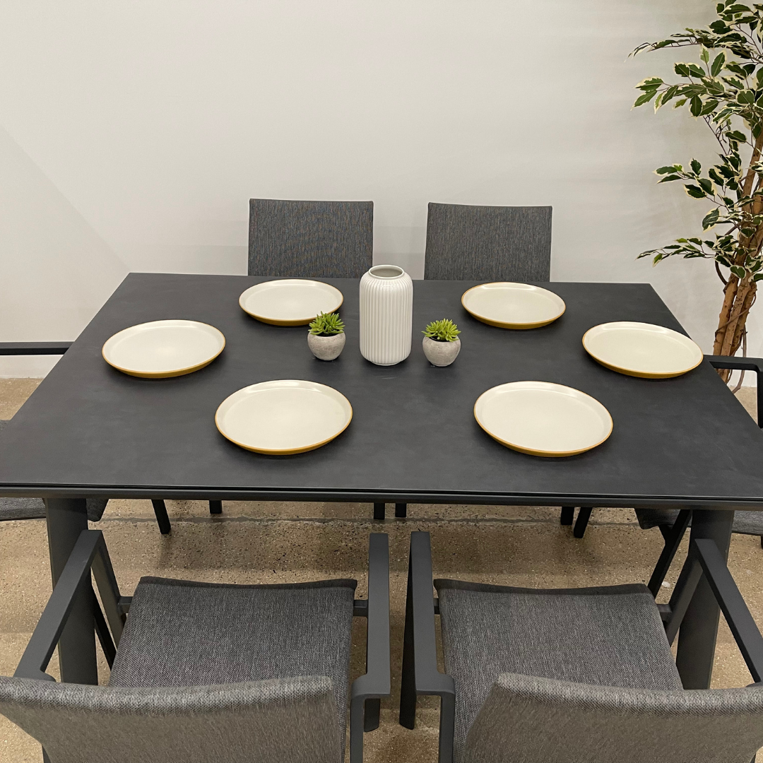 Nova - Phoenix 6 Seat Dining Set 1.5 x 1m Rectangular Table, Grey