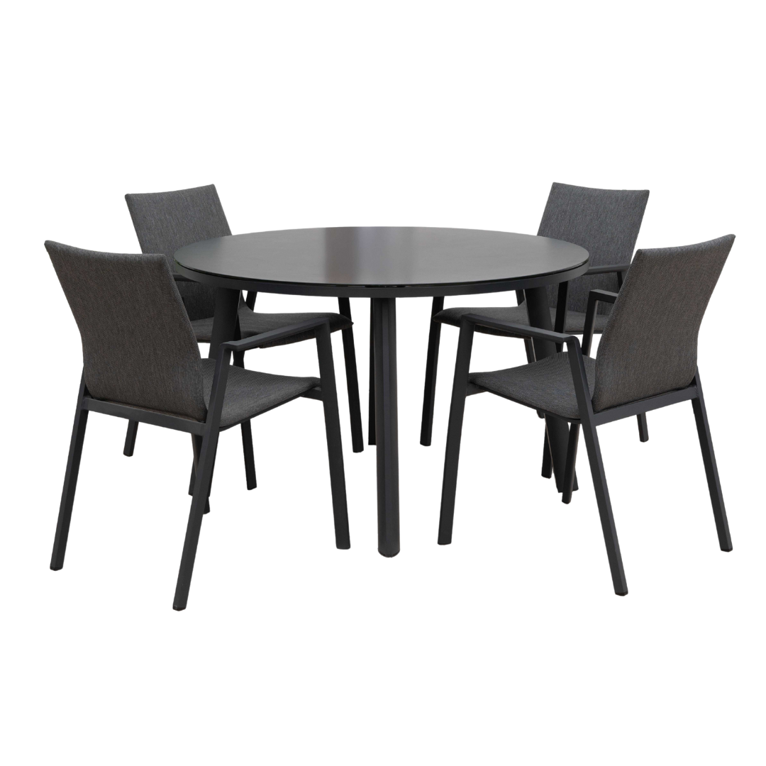Nova - Phoenix 4 Seat Dining Set 1.2m Round Table, Grey