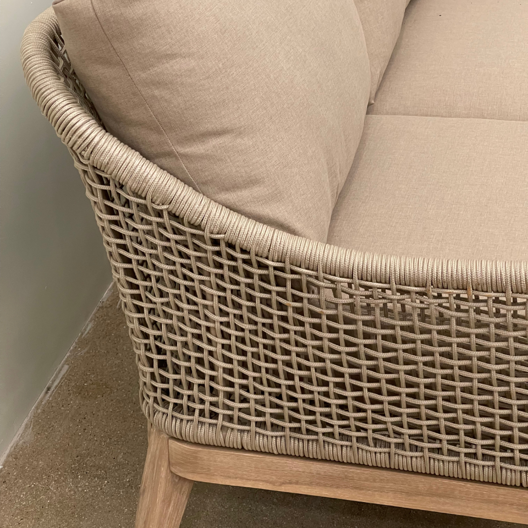 Nova - Summer Corner Sofa Lounging Set with Round Coffee Table & Side Table, Beige