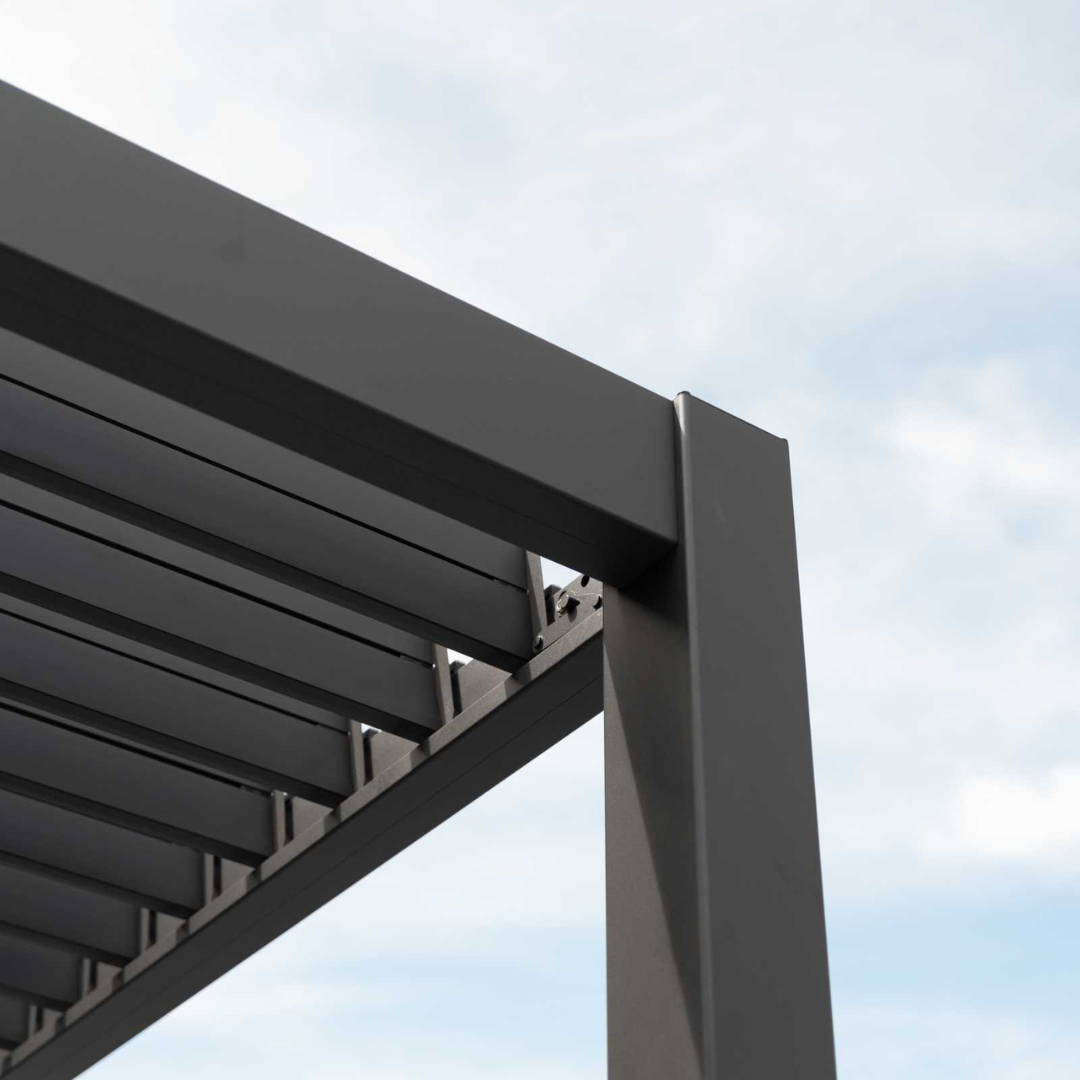 Nova - Titan Aluminium Wall Mounted Pergola 3m Square, Grey