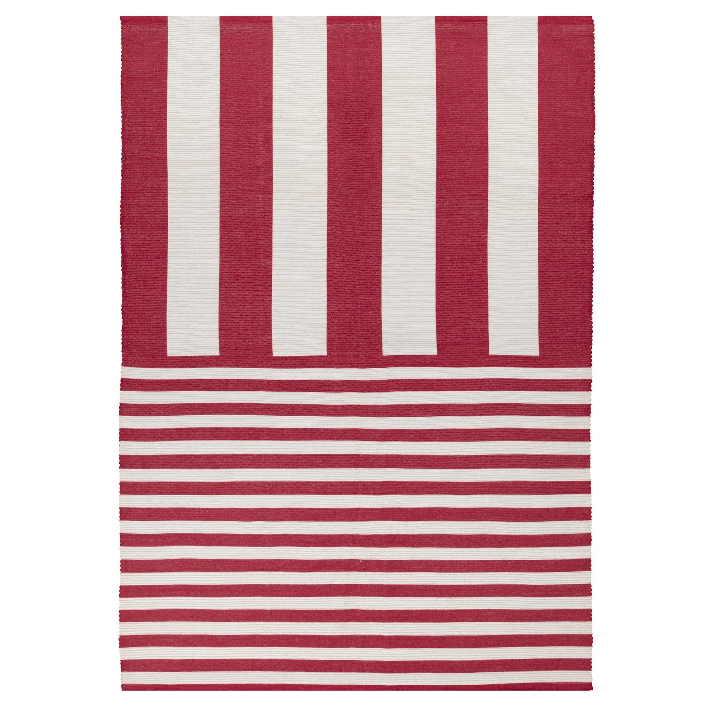 Red/ White Deck Stripe Printed Indoor/Outdoor Rug 120 x 170cm