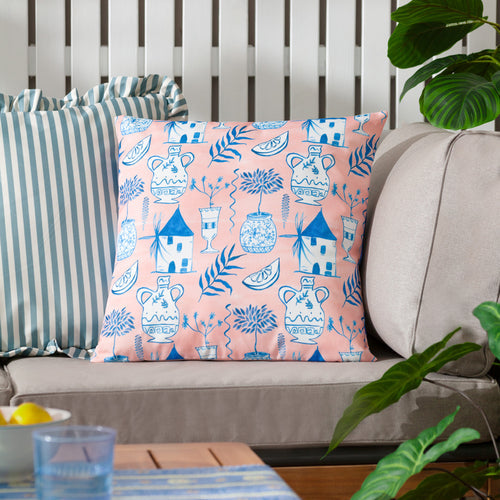 Aegina Peach Printed Outdoor Cushion & Cover