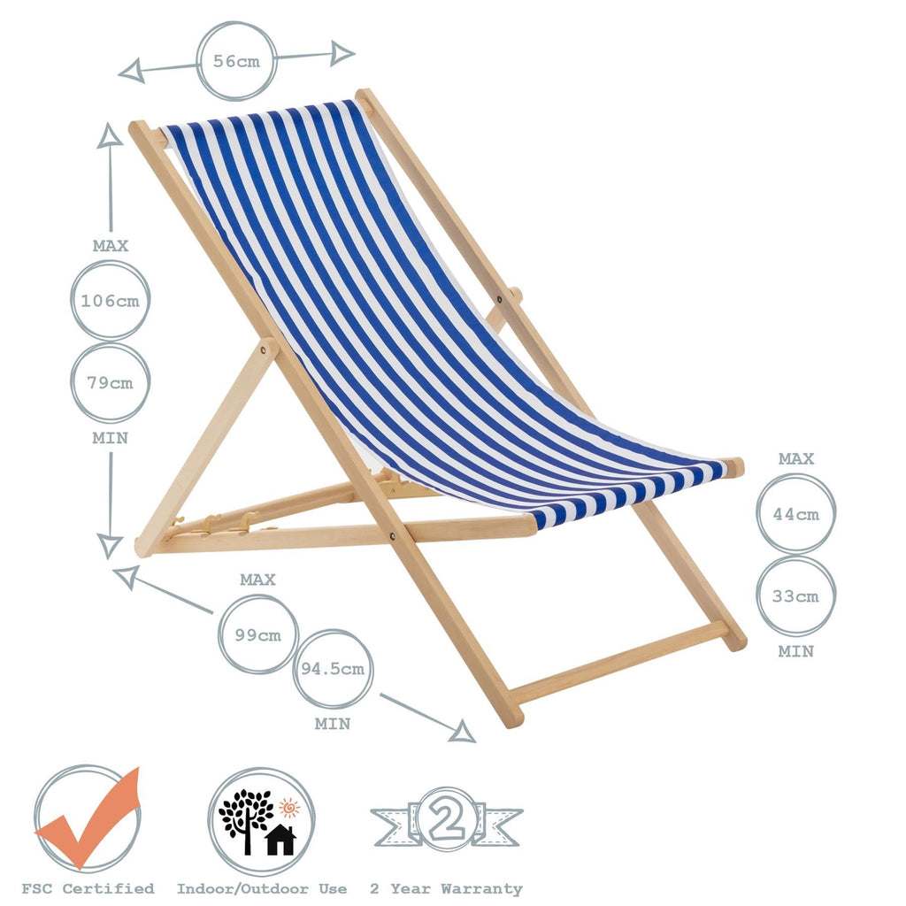 Green and White Stripe Folding Wooden Deck Chair