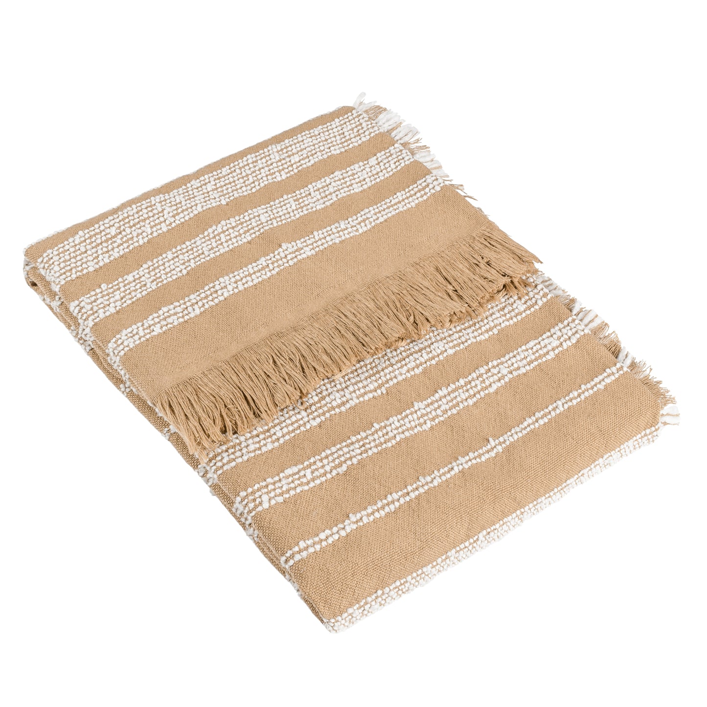 Jour Woven Fringed, Nougat Throw Blanket