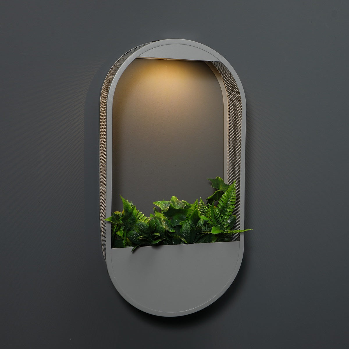 Solar Powered Oval Wall Planters, Set of 2