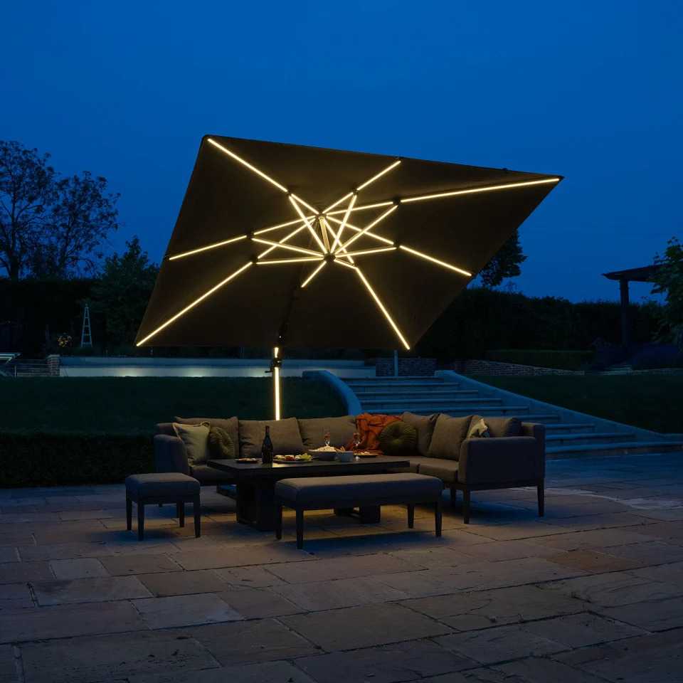 Nova - Astra LED Cantilever Parasol, 3m Square, Grey