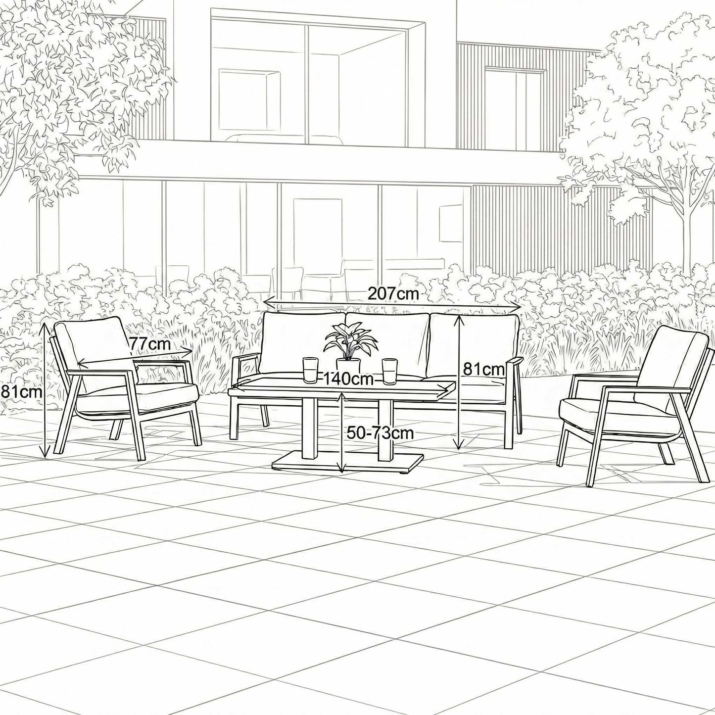 Nova - Zara 3 Seater Sofa Lounge Dining Set with Rectangular Rising Table, Grey