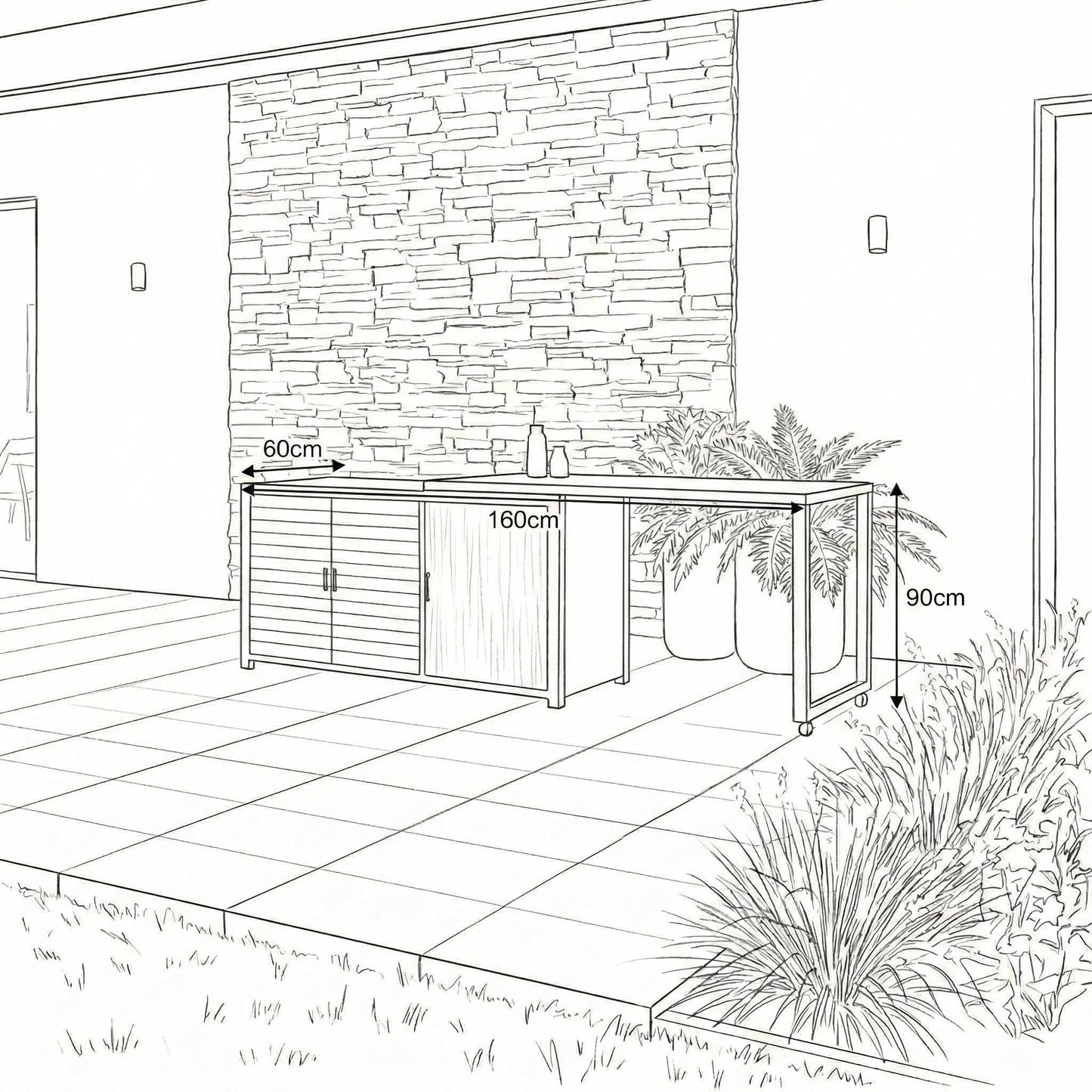 Nova - Cook Cab Outdoor Kitchen Workstation, Pebble