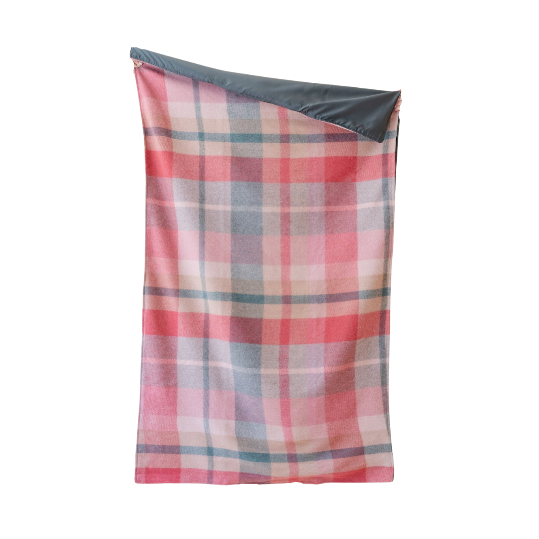 Small Recycled Wool Picnic Blanket, Pink Patchwork Check