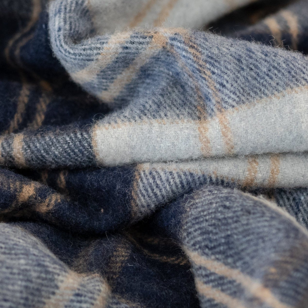 Recycled Wool Picnic Blanket, Bannockbane Silver Tartan
