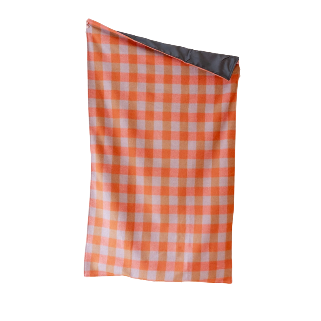 Small Recycled Wool Picnic Blanket, Orange Gingham