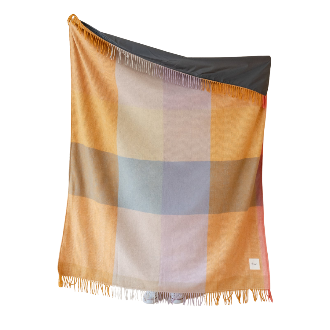 Recycled Wool Picnic Blanket, Mustard Frame Check