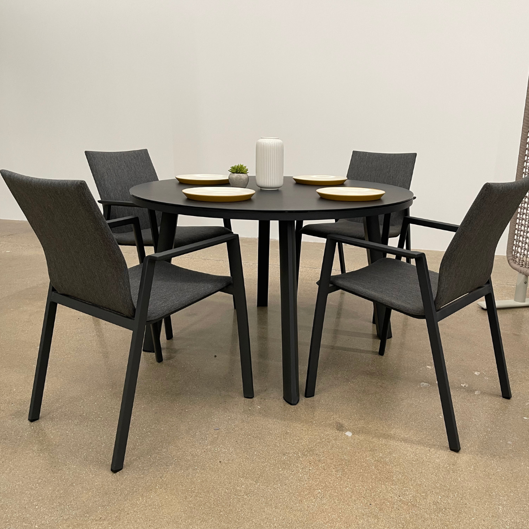 Nova - Phoenix 4 Seat Dining Set 1.2m Round Table, Grey