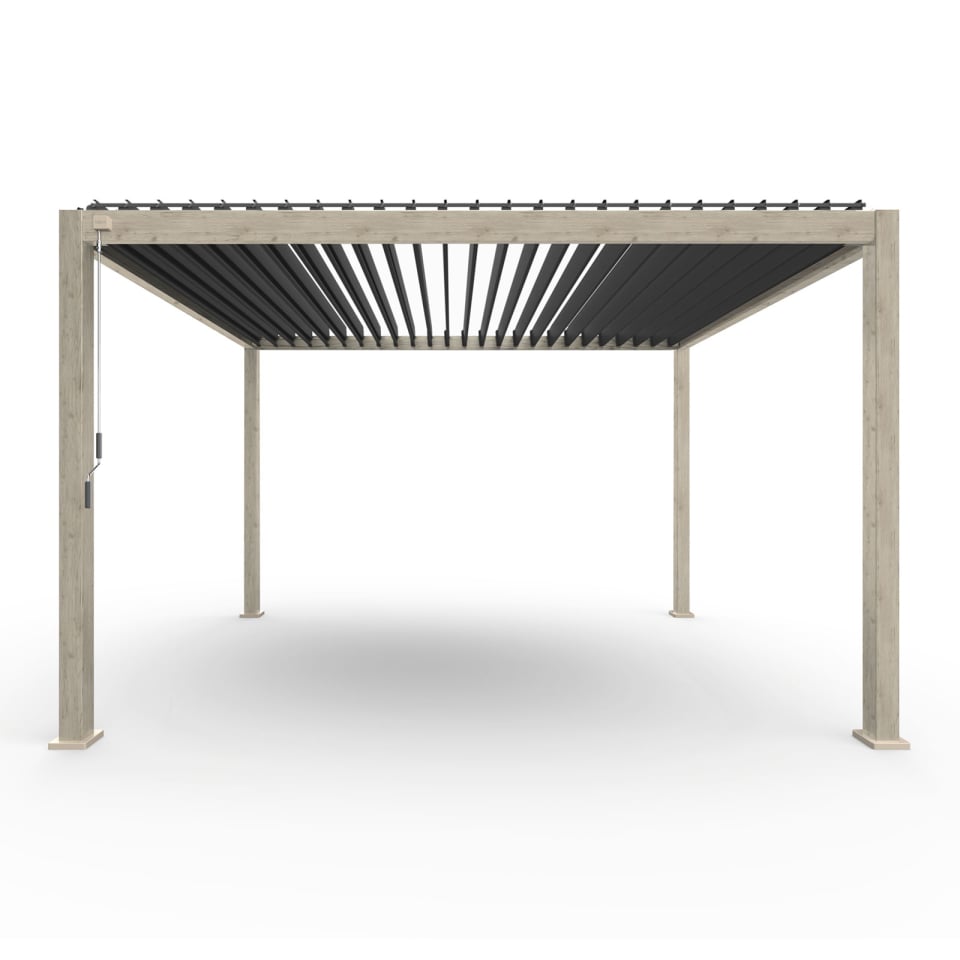 Nova - Titan Aluminium Pergola, 3m Square, Wood Effect