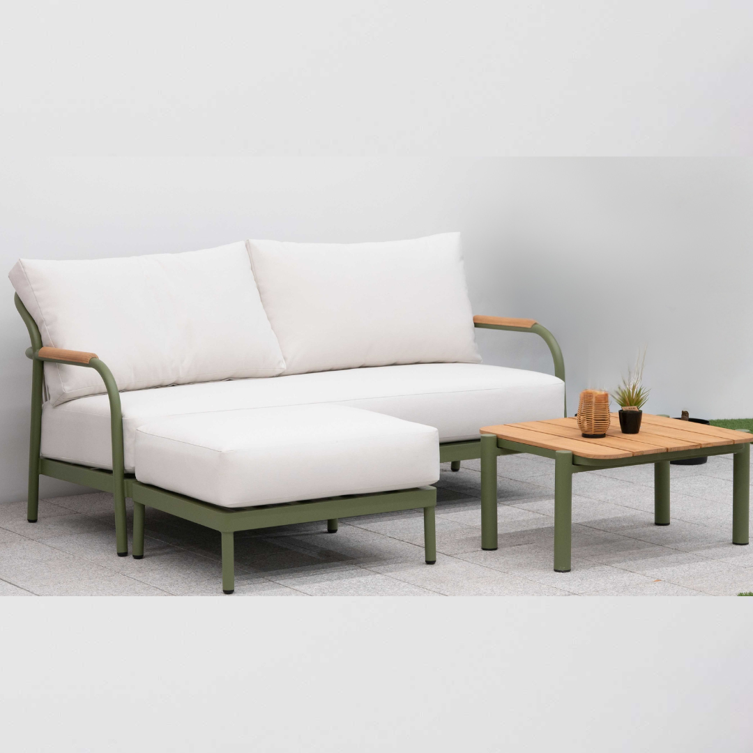 Nova - Ashley 2.5 Seater Chaise Sofa Lounging Set with Square Coffee Table, Green