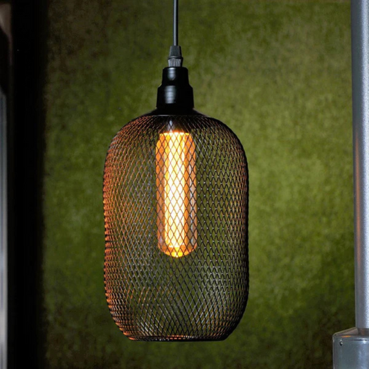 Black Mesh Pendant with Bulb