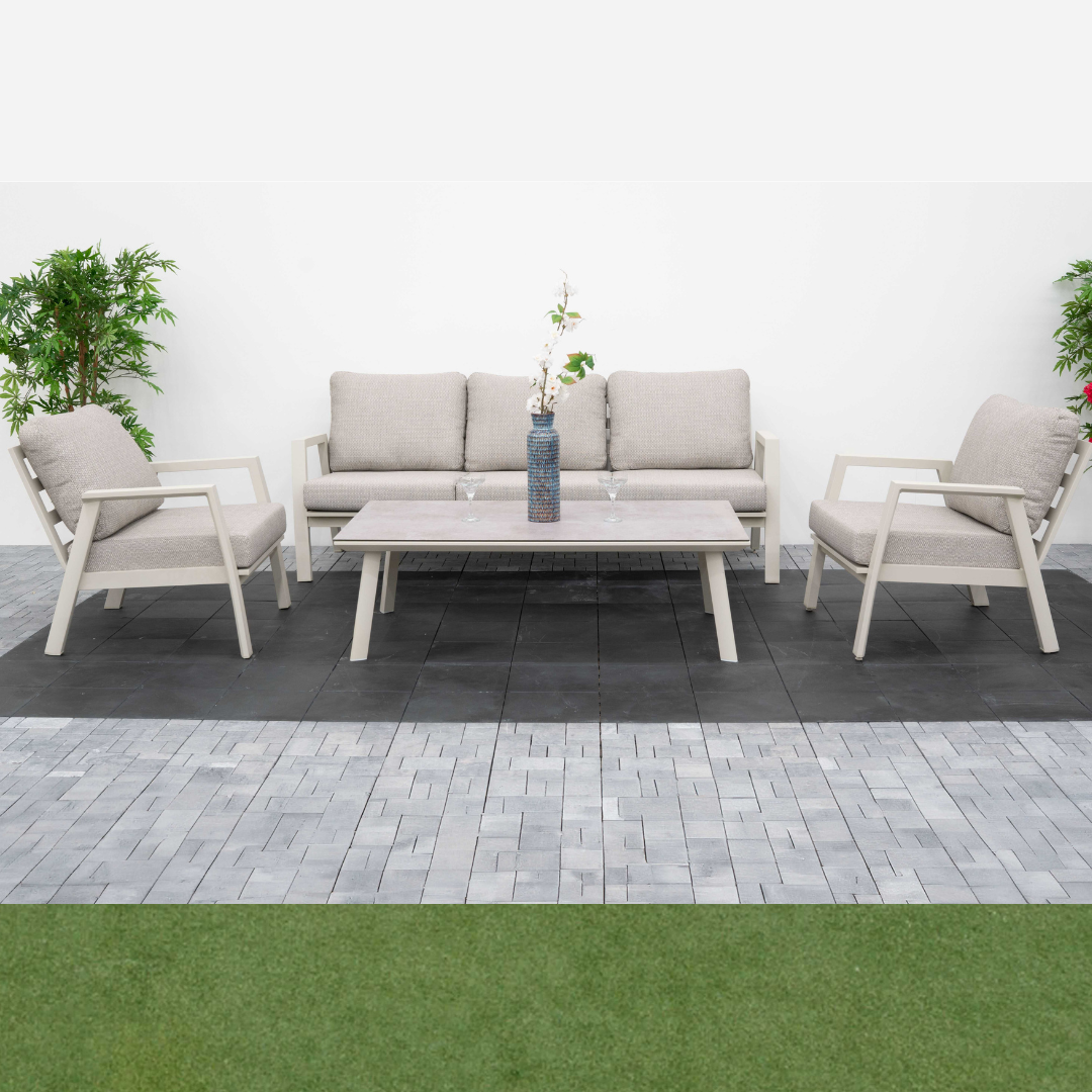 Nova - Phoenix 3 Seater Sofa Lounging Set with Rectangular Coffee Table, Pebble Grey
