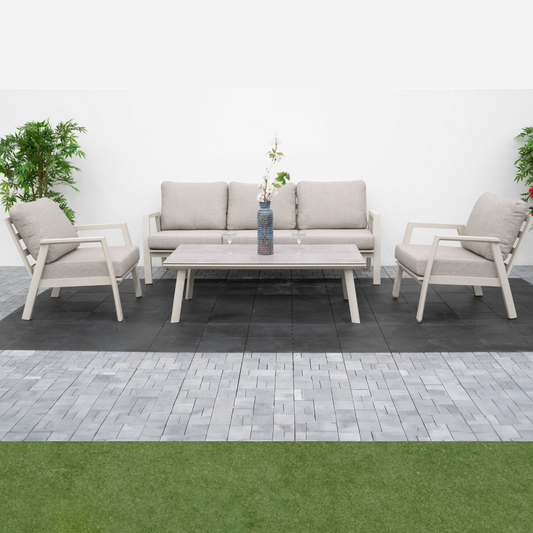 Nova - Phoenix 3 Seater Sofa Lounging Set with Rectangular Coffee Table, Pebble Grey