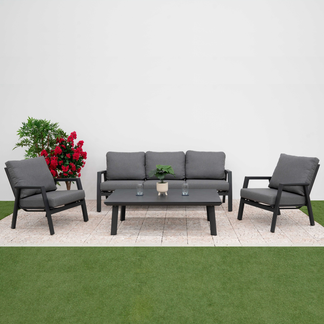 Nova - Zara 3 Seater Sofa Lounging Set with Rectangular Coffee Table, Grey
