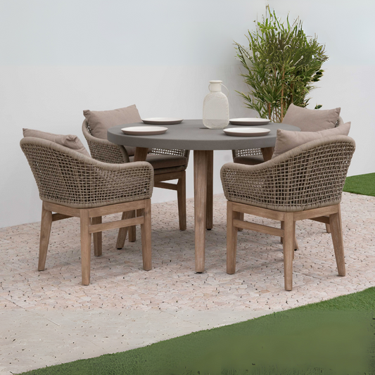 Nova - Summer 4 Seat Dining Set 1.2m Round Table, Beige