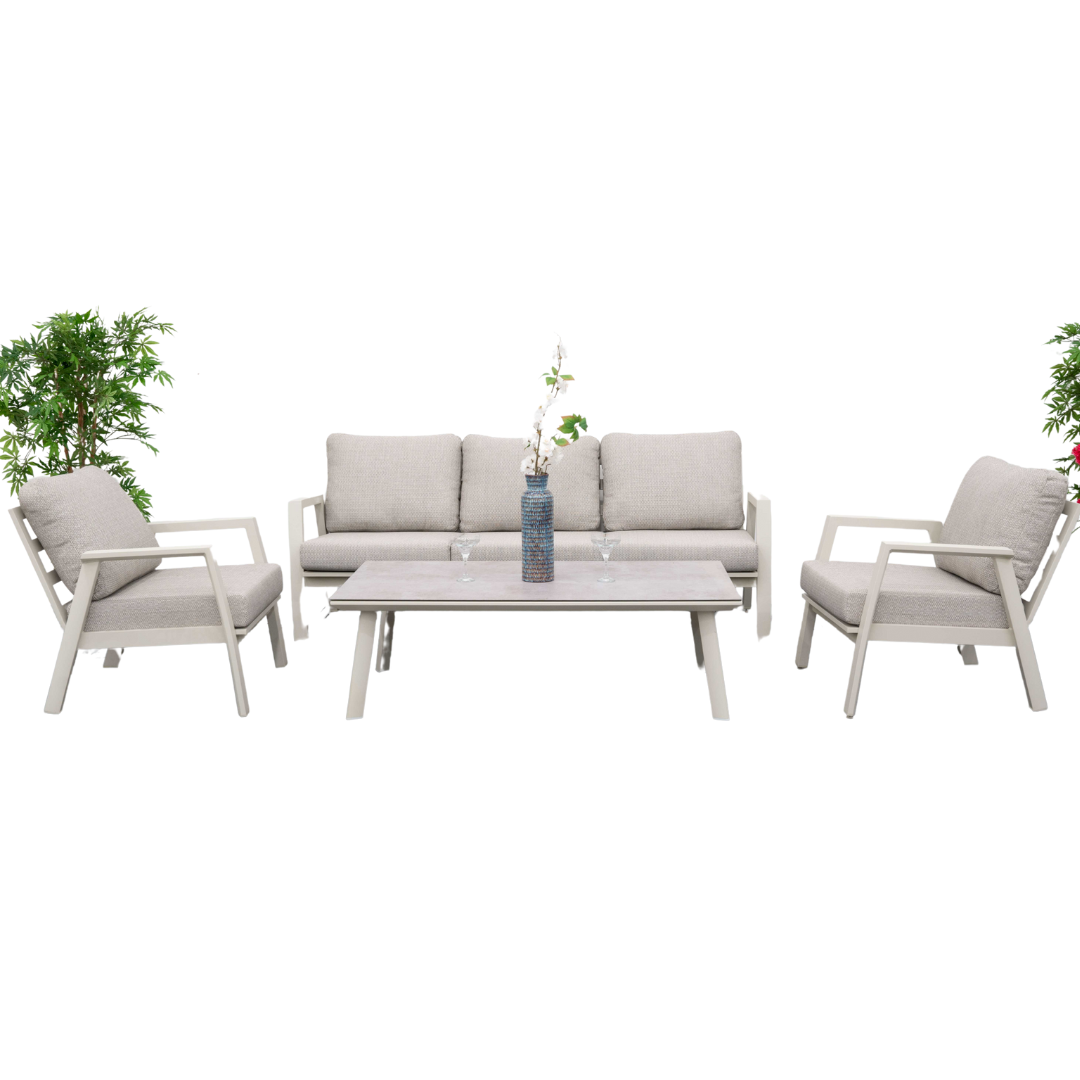 Nova - Phoenix 3 Seater Sofa Lounging Set with Rectangular Coffee Table, Pebble Grey