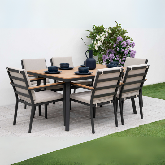 Nova - Heidi 6 Seat Dining Set, 1.5 x 1m Rectangular Table