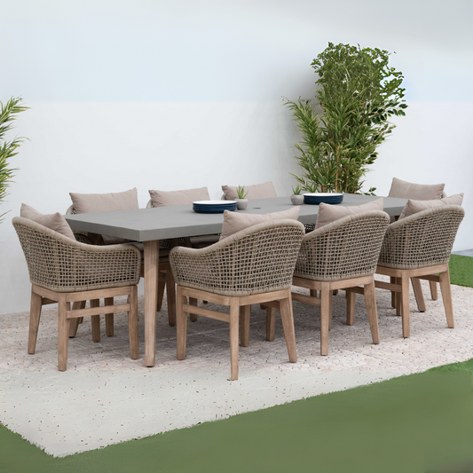 Nova - Summer 8 Seat Dining Set 2.4 x 1m Rectangular Table, Beige