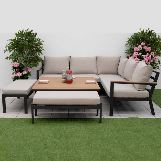 Nova - Heidi Deluxe Corner Sofa Lounge Dining Set with Square Rising Table