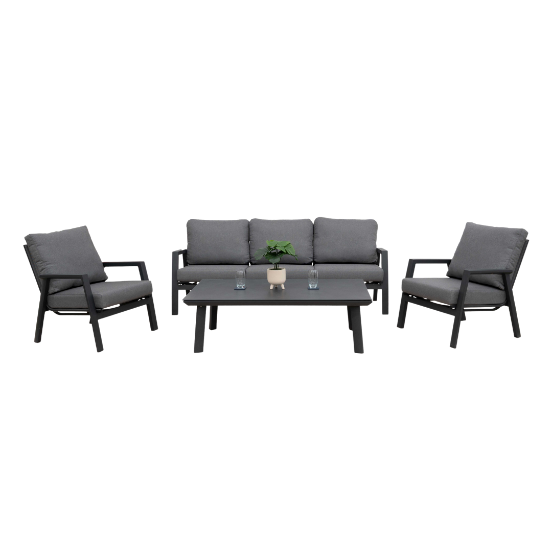 Nova - Zara 3 Seater Sofa Lounging Set with Rectangular Coffee Table, Grey