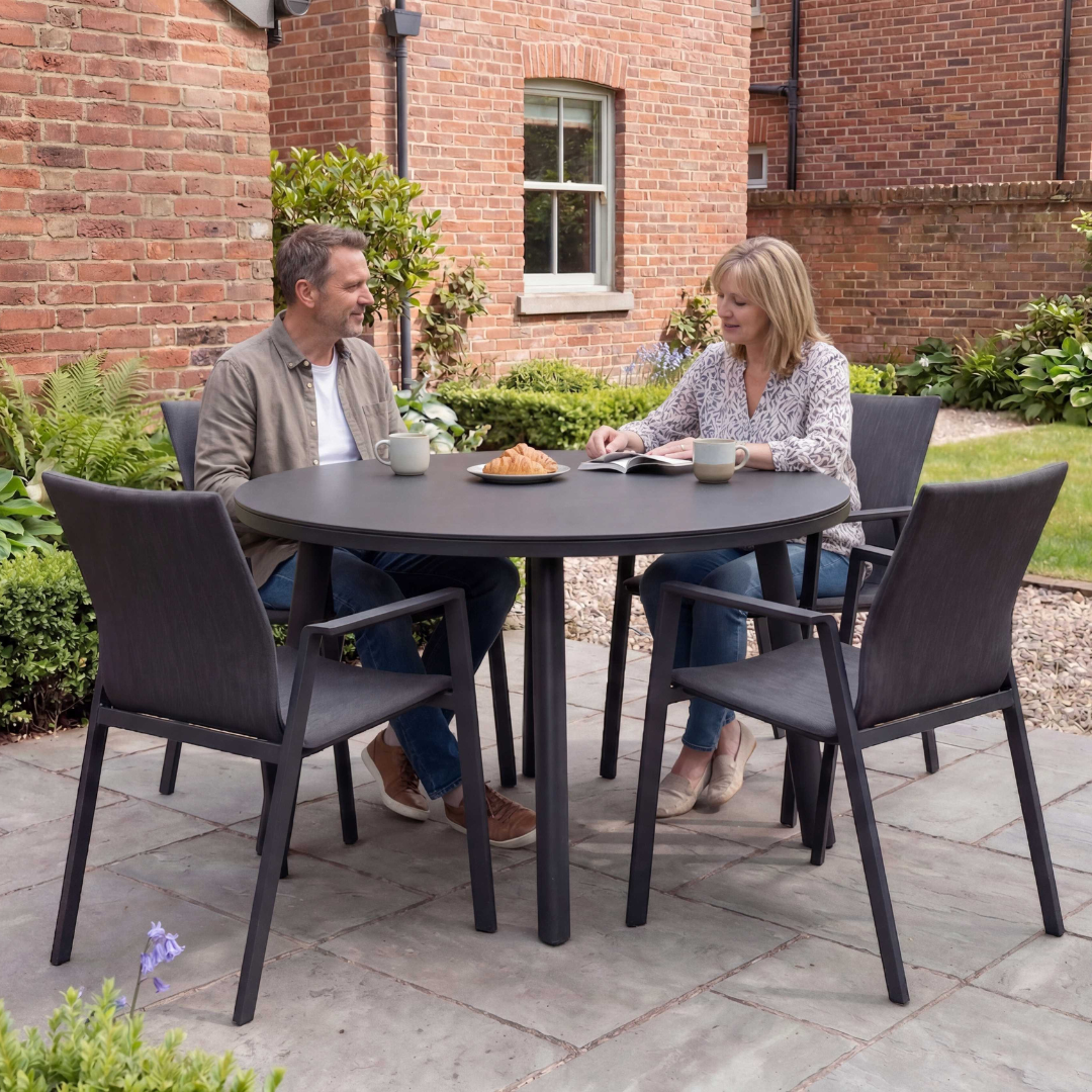 Nova - Phoenix 4 Seat Dining Set 1.2m Round Table, Grey