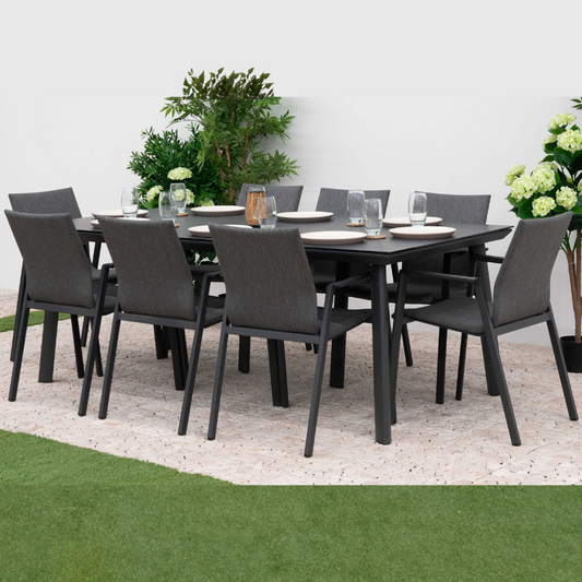 Nova - Phoenix 8 Seat Dining Set 2 x 1m Rectangular Table, Grey
