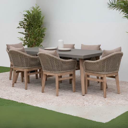 Nova - Summer 6 Seat Dining Set, 2 x 0.9m Rectangular Table, Beige
